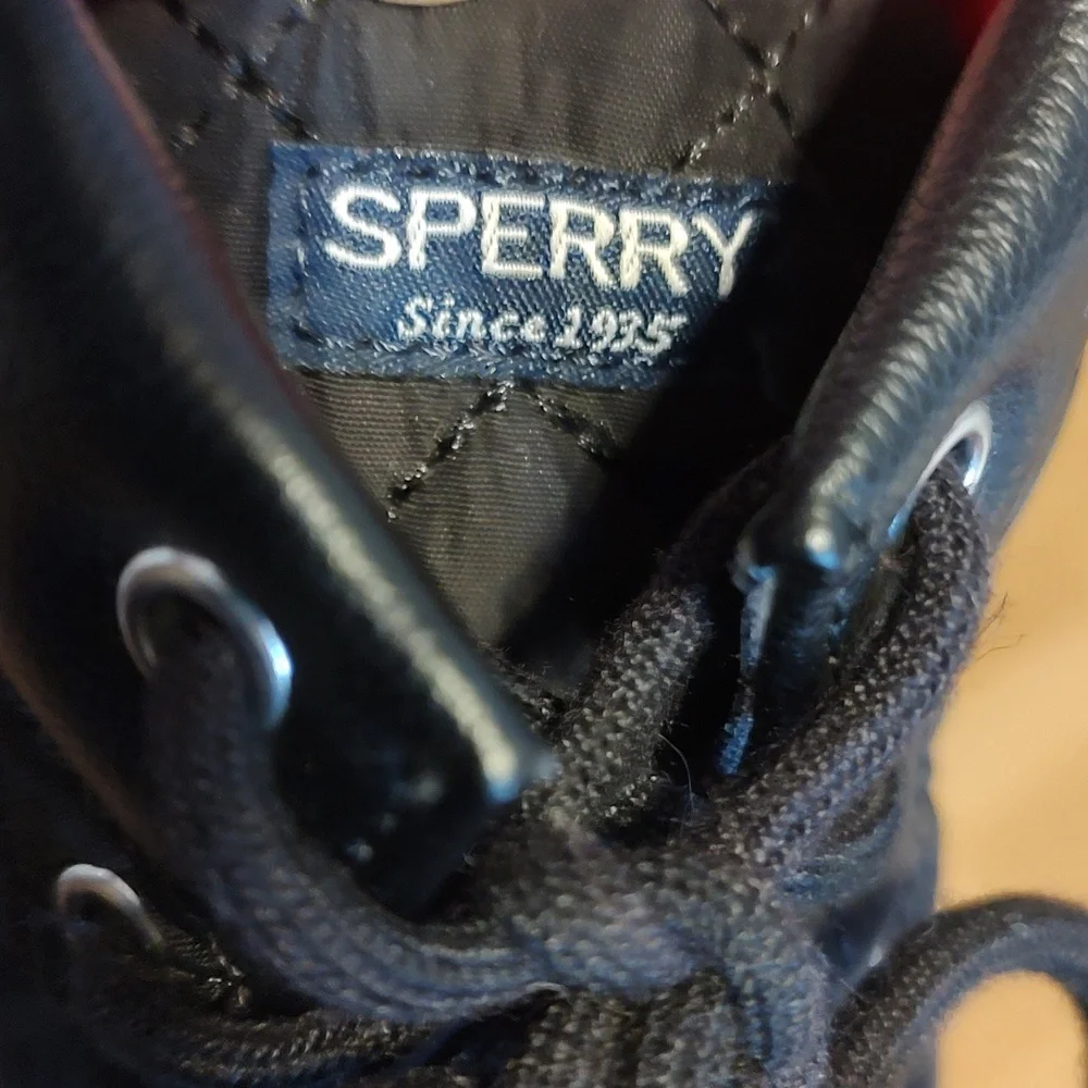 Sperry Girls Port Duck Boots Black Pink Lace-Up Quilted Rain Weatherproof Size 3